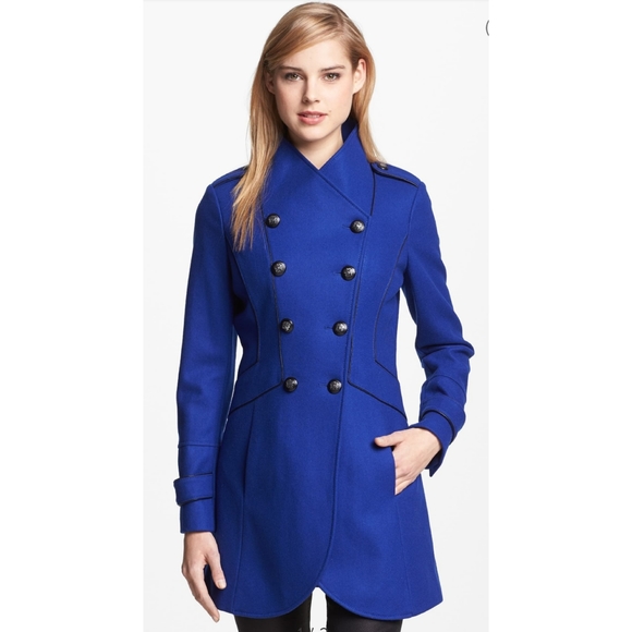 bright blue peacoat